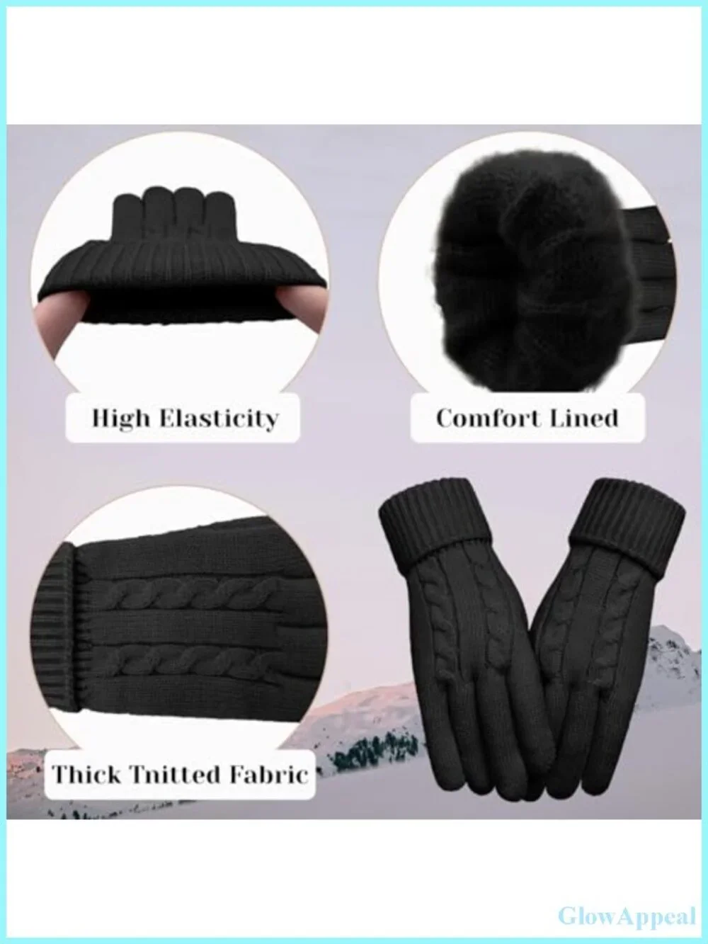 Women's Touchscreen Knit Gloves Warm Fleece Lined Winter Gloves